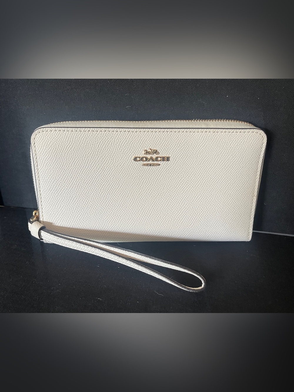 Coach Cream Clutch with Gold Accents